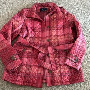 Land’s End fall jacket - coral, mauve, brown medium size 10-12 women’s